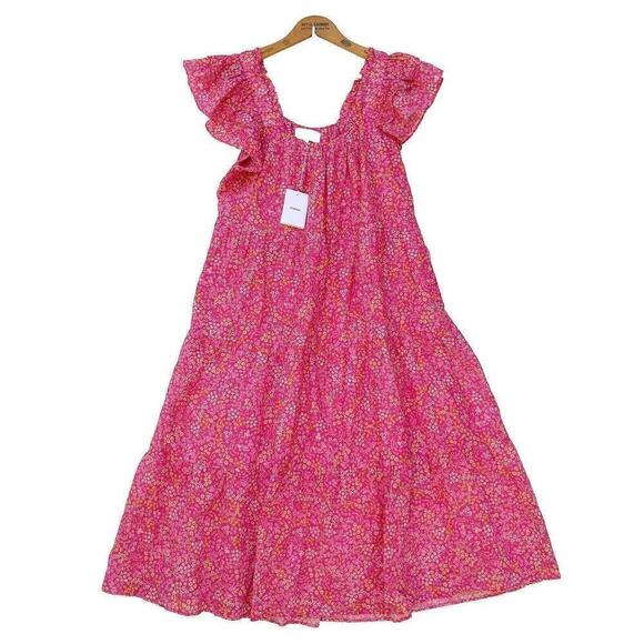 Xirena Larken Dress Size L NWT Pink Flora Ditsy Floral Print Midi Cotton Silk - Picture 4 of 12